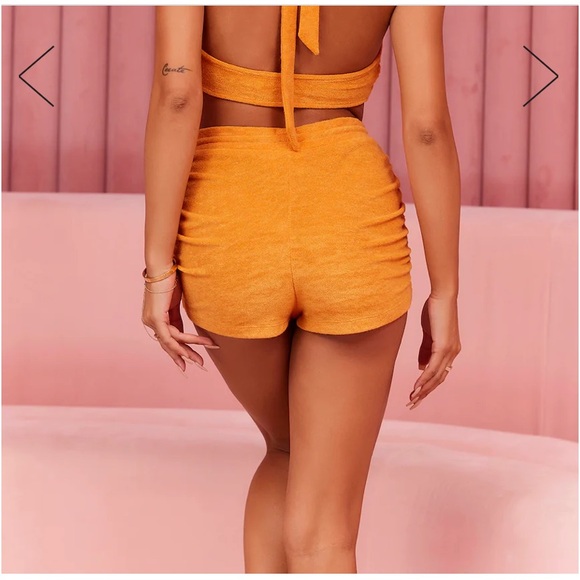 ⭐️ HELLO MOLLY Orange Burning Up Fuzzy Shorts - Picture 3 of 7